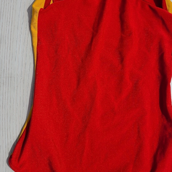 Pandora One Piece Swimsuit Bathing Suit Red With Yellow Stripe Large - Picture 3 of 9